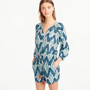 J. Crew Teal and White shorts romper